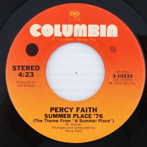 Percy Faith – Summer Place '76 / Chompin' - 1975 45 rpm 7" Vinyl Record 3-10233 - Picture 1 of 15